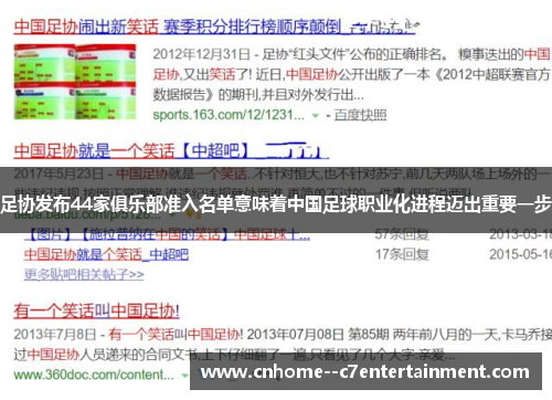 足协发布44家俱乐部准入名单意味着中国足球职业化进程迈出重要一步